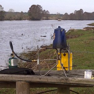 coffee at river just after daylight