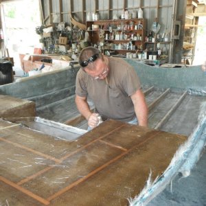 Deck almost done on dads new hull