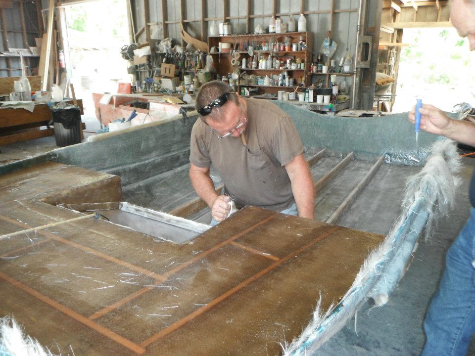 Deck almost done on dads new hull